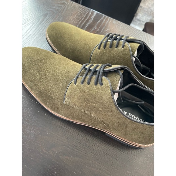 NEW THOMAS & VINE GUNNER OLIVE SUEDE OXFORD DERBY SZ 10.5 MENS - Picture 3 of 6